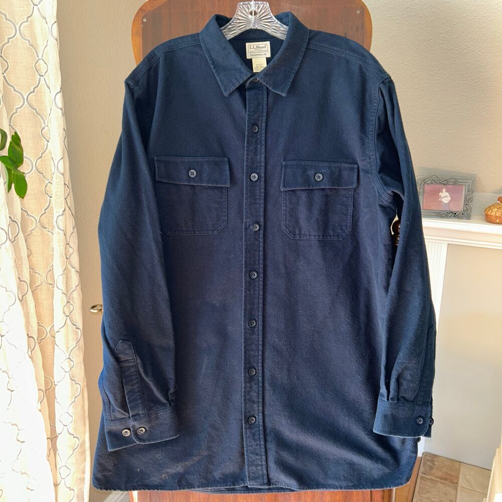 LL Bean L.L. Bean Blue Men's Chamois Shirt Traditional Fit XL Tall long sleeve